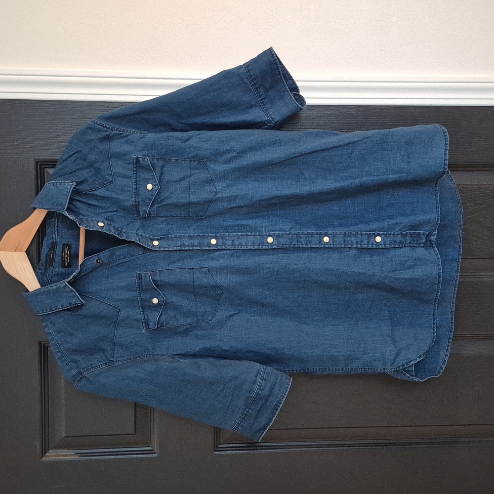 All Saints Linen Button Down Tee